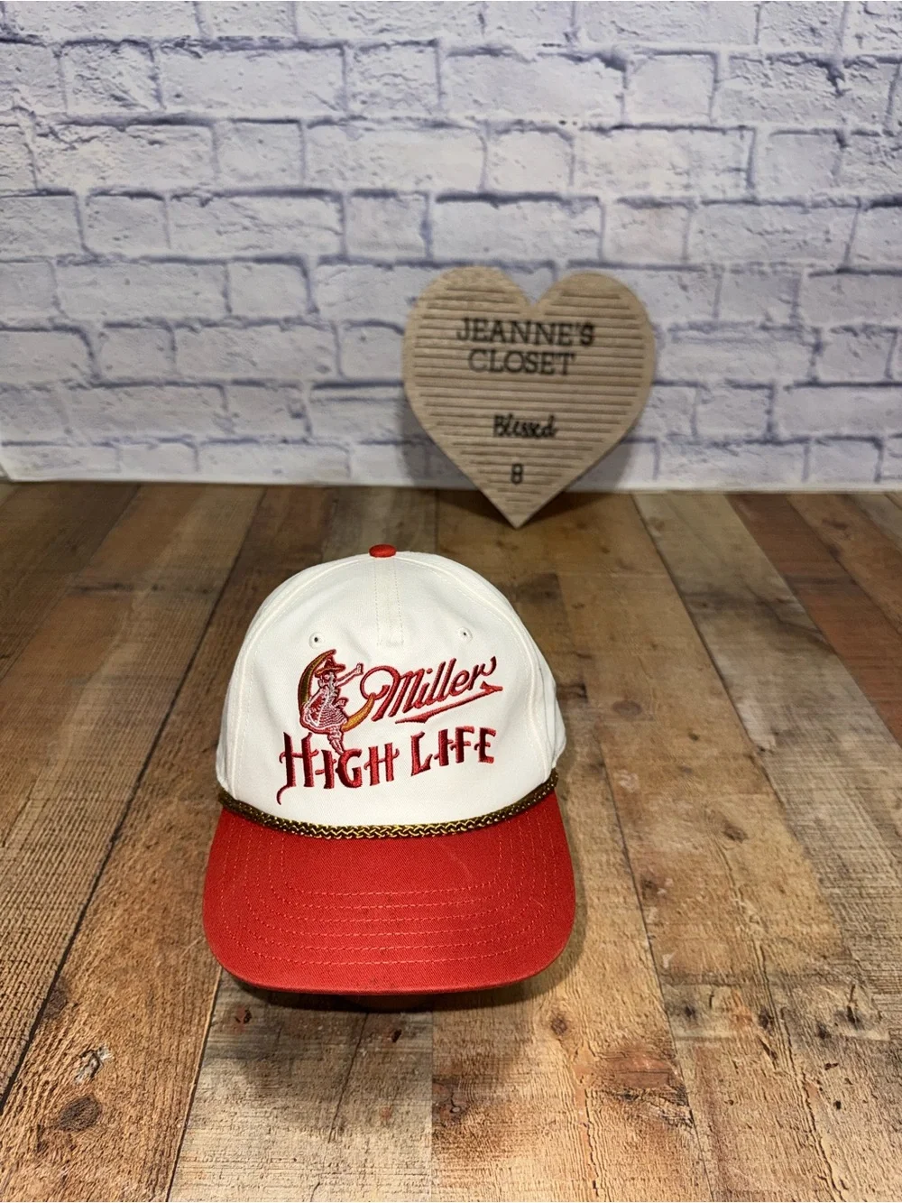 Miller High Life White/orange Snapback Hat – Embroidered Girl in the Moon Logo